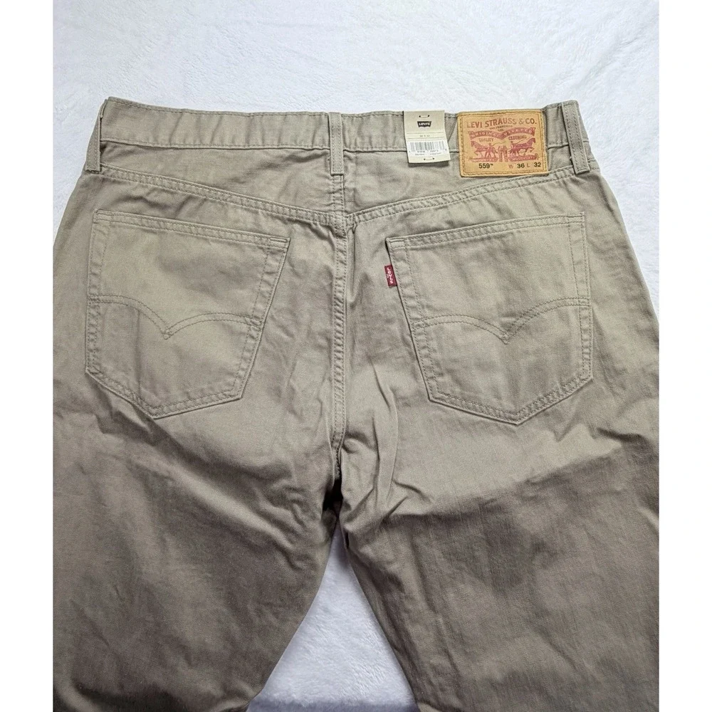 Levi's 559 Men's Relaxed Straight Fit Twill Jeans 36X32 Khaki Brown 100% Cotton